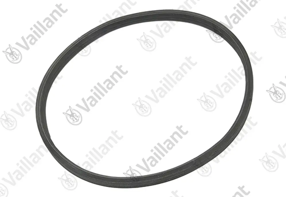 Vaillant Dichtung in runder Form, grau, mit gleichmäßiger Dicke. Geeignet für den Einsatz in Heizungsanlagen oder ähnlichen Anwendungen.